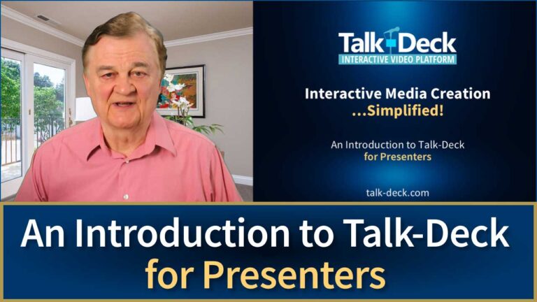 Feature Image linking to an interactive video targeted at Presenters who want Talk-Decks created for them.